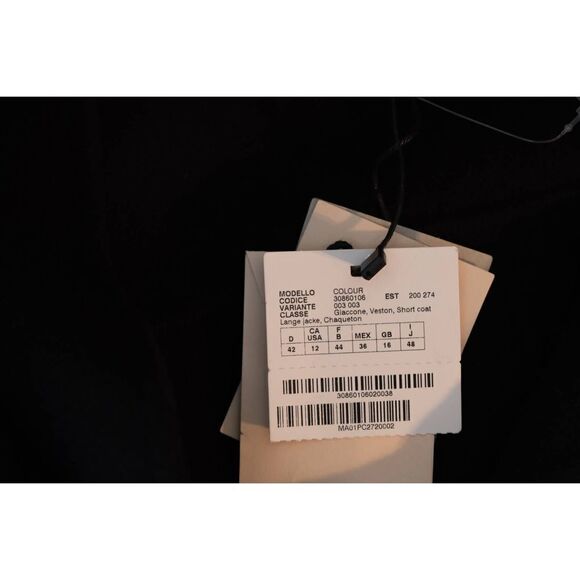 Marella Double Breasted Fringe Wool Blend Coat Black Size 12 - Picture 14 of 15